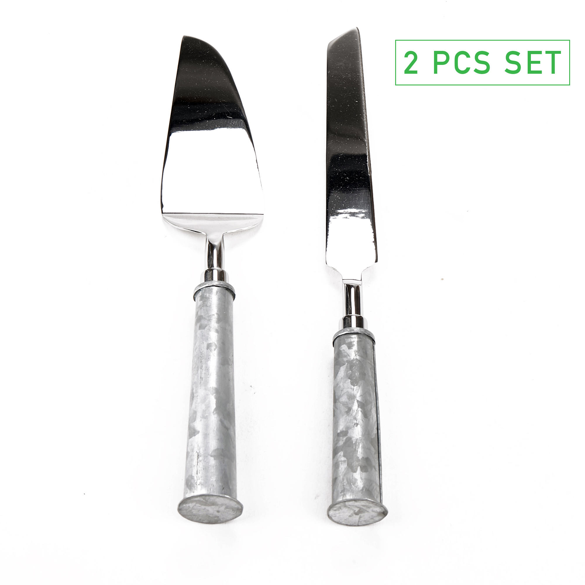 Mind Reader Dessert Utensils Set, 2 Piece Dessert Tool Set, Stainless Steel, Galvanized Handle