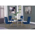 thumbnail image 2 of 5pc. 68" x 40" Glass Dining Set with 4 Chairs and Gold Stainless Steel, 2 of 4