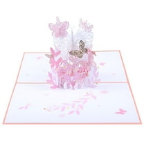 Fiaya Women 3D Pop Up Greeting Card, 1Pc Blossoms Butterfly Birthday Cards, Spring Card Mothers Day Card for Wife Husband Girlfriend Bride Anniversary Card, 5.91 x 7.87 Inch (Pink)