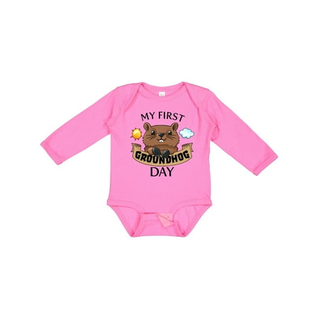 

Inktastic My First Groundhog Day- Cute Gift Baby Boy or Baby Girl Long Sleeve Bodysuit