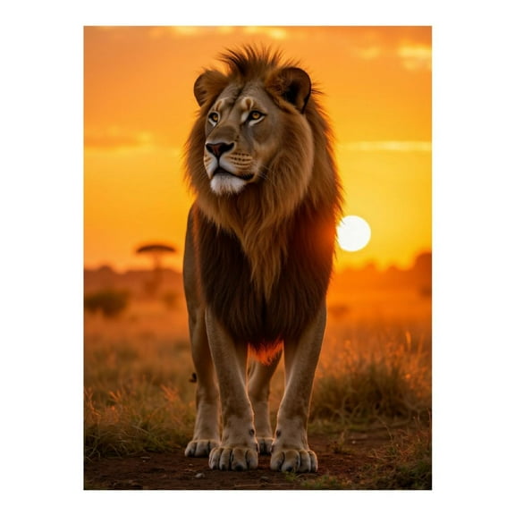 Diamond Art Kits for Adults, Lion Sunset Majesty 5D Diamond Painting Kits for Adults Beginners, DIY Full Drill Diamond Painting, Gem Art and Crafts 12x16