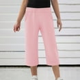 thumbnail image 2 of yillto Kids Capri Pants Loose Elastic Waist Straight Leg Cropped Pant Causal Summer Capris with Pockets, 2 of 6
