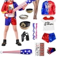 thumbnail image 2 of Disfraz de Quinn para niñas con chaqueta de Harley, camiseta y pantalones cortos, kit de disfraz de carnaval para escuadrón infantil, disfraz de cumpleaños, cosplay, disfraz de Halloween, 2 of 5