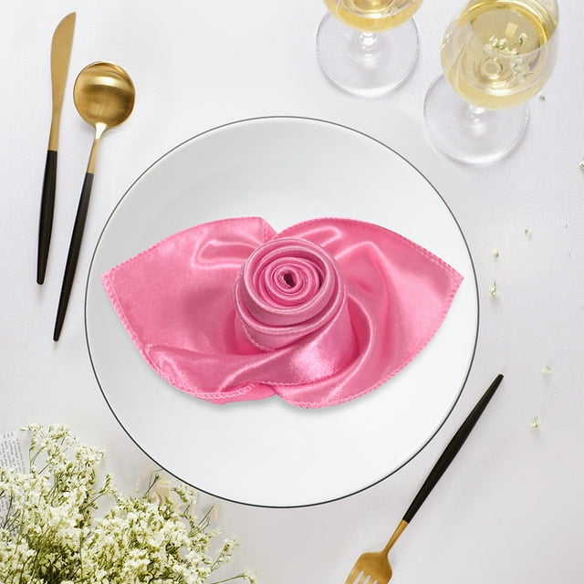 Nvzi 4 servilletas de satén rosa sedoso de 11,81 x 11,81 pulgadas, servilletas de tela de satén cuadradas, fiestas, decoración de restaurantes, Acción de Gracias, Navidad