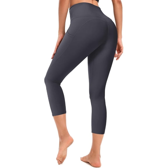RKXQT Leggings for Women, Upgraded High Waist Capri Yoga Leggings Workout Running Tummy with Pockets for Women Size: Small Color: Grey