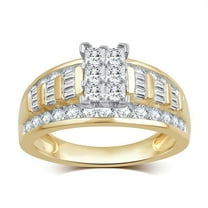 Arista 1 1/2 ct Diamond Cluster Engagement Ring in 10K Yellow Gold (I-J, I2-I3)