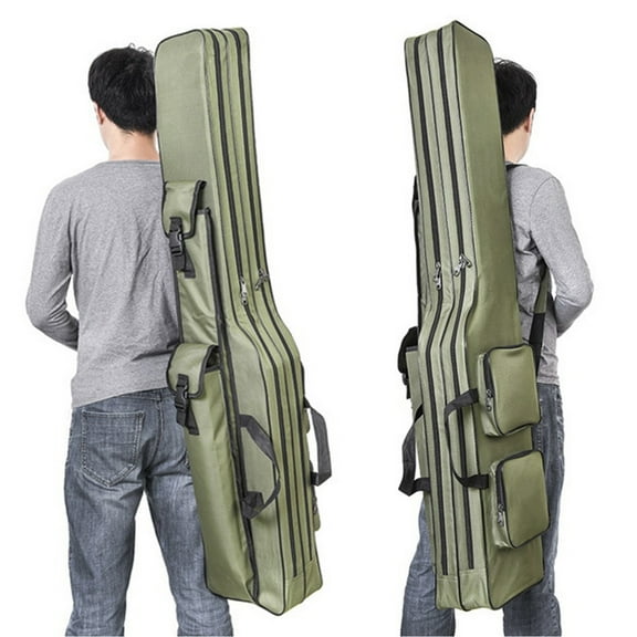 Case Two Layer 130cm Fishing Rod Reel Bag Fishing Pole Gear Tackle Tool Carry Case Carrier Travel Bag Storage Bag Organizer Fishing Cover Bag
