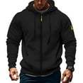 thumbnail image 5 of SWSMCLT Men's Comfy Hoodies Coats Flap Pocket Hood Long Sleeve Regular Fit Ribbed Hooded Sweatshirt Full Zip Black X-Large, 5 of 5