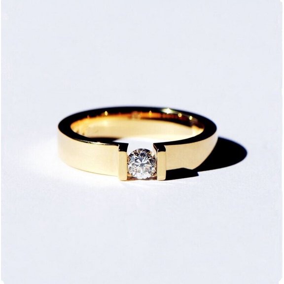 1 Ct Round Lab-Created Diamond Solitaire Engagement Ring 14K Yellow Gold Plated 925 Sterling Silver