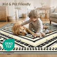 thumbnail image 4 of ODIKA 8'x10' Washable Area Rug Non-Slip Chair-Friendly Mat Geometric Motif Interlocking Bold Contrast Decorative Boho Classroom for Dining Room, Large Office, Lounge, 4 of 7