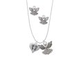 thumbnail image 2 of Delight Jewelry Silvertone Heart with Baby Feet Silver tone Guardian Angel Charm Necklace and Stud Earrings, 2 of 4