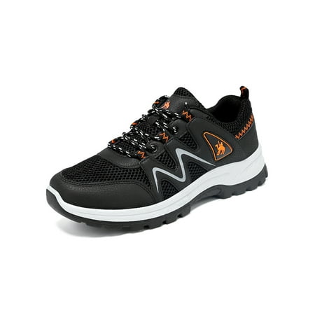 

Fangasis Men Athletic Sneakers Round Toe Breathable Walking Sneaker Sports Slip Resistant Lace Up Trekking Shoe Black Gray 9