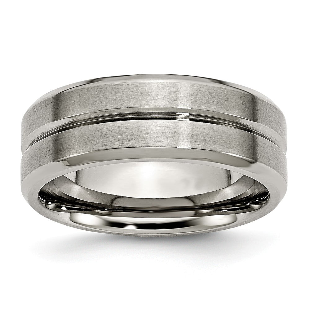 Titanium Grooved 8mm Brushed and Polished Band Size 12 Length Width 8 