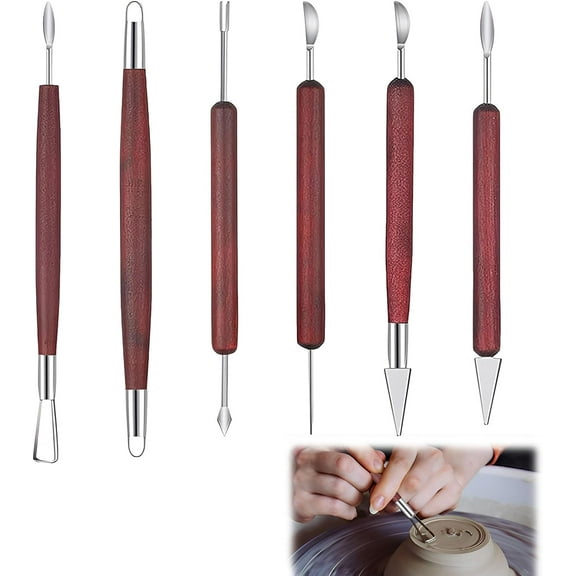 Clay Tools,6PCS Sculpting Tools Clay Sculpting Modeling Tools,Pottery Tools Air Dry Clay Tools Sculpting Polymer Clay Tools Set Wax Sculpting Tools Double Headed for Crafts DIY Pottery Sculptures