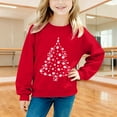 thumbnail image 2 of Tfken Christmas Tops For Girls Toddler Crew Neck Long Sleeve Christmas Tree Print Pullover T-Shirts Winter Relaxed Tee Red Size 3-4 Years, 2 of 4