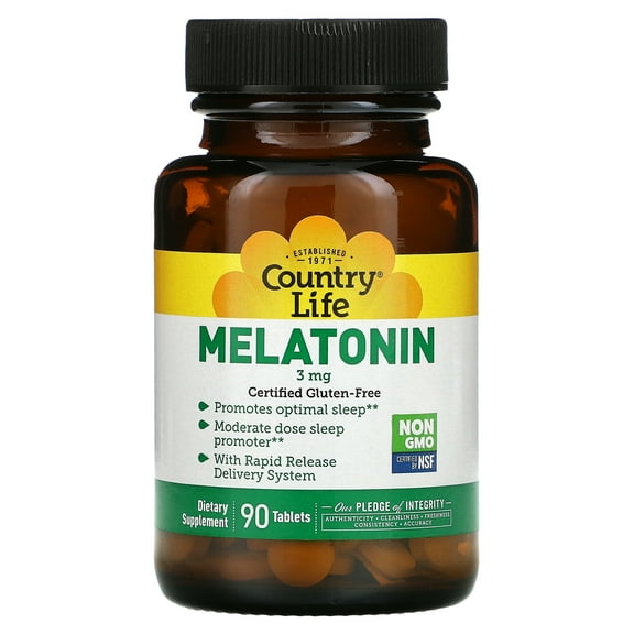 Country Life Melatonin, Rapid Release, 3 mg, 90 Tablets