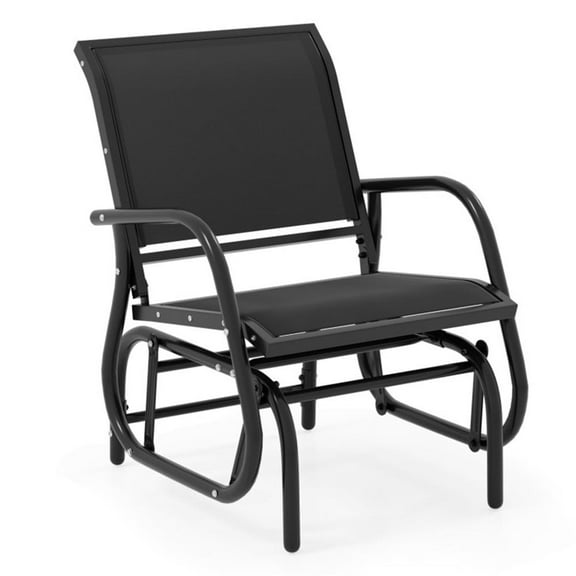 Resenkos Outdoor Glider Chair, Patio Glider Chair,Outdoor Single Swing Glider Rocking Chair with Armrest-Black