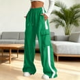 thumbnail image 2 of Teen Cargo Pants for Boys Girls Relaxed Fit Baggy Pants Stretch Elastic Waist Green Cargo Pants with Pockets Outfits for Girls 14-15 years, 2 of 5