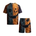 thumbnail image 6 of Leidass Mens Halloween Pajama Set Short Sleeve Sleepwear Lounge Set Crew Neck Tee and Shorts Casual Homewear Two Piece Outfit Beige L, 6 of 7