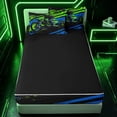thumbnail image 4 of Erosebridal Neon Green Blue Motorbike Zipper Twin Comforter Sets with Fitted Sheet and 2 Pillowcases for Boys Men, Ink Splash Stripes Zipper Bedding Set, Black Reversible, 4-Piece, 4 of 7