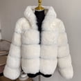thumbnail image 2 of Abrigo con capucha de piel de zorro falsa para mujer, chaqueta gruesa con capucha de lujo, abrigo de invierno de alta calidad, 2022, 2 of 5