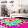 thumbnail image 2 of ODIKA 3'x5' Machine Washable Non-Slip Area Rug, Whimsical Starburst and Arch with Radiant Festive Petals High Traffic Rug, Pink, 643920, 2 of 7