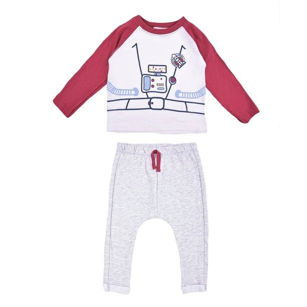 Set de 2 Piezas en Algodón Hipoalergénico, Playera Manga Larga y Jogger Baby Creysi Gris Jaspe(12-18) Meses
