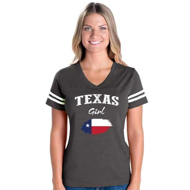 Normal is Boring - Womens Texas Flag Texan Girl Football V-Neck T-Shirt ...