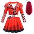 thumbnail image 3 of Disfraz infantil de The Rise of Red para niñas, disfraz de D-Descendants Red Cosplay, disfraz infantil de fantasía para Halloween, peluca, vestido de fiesta elegante, 3 of 5