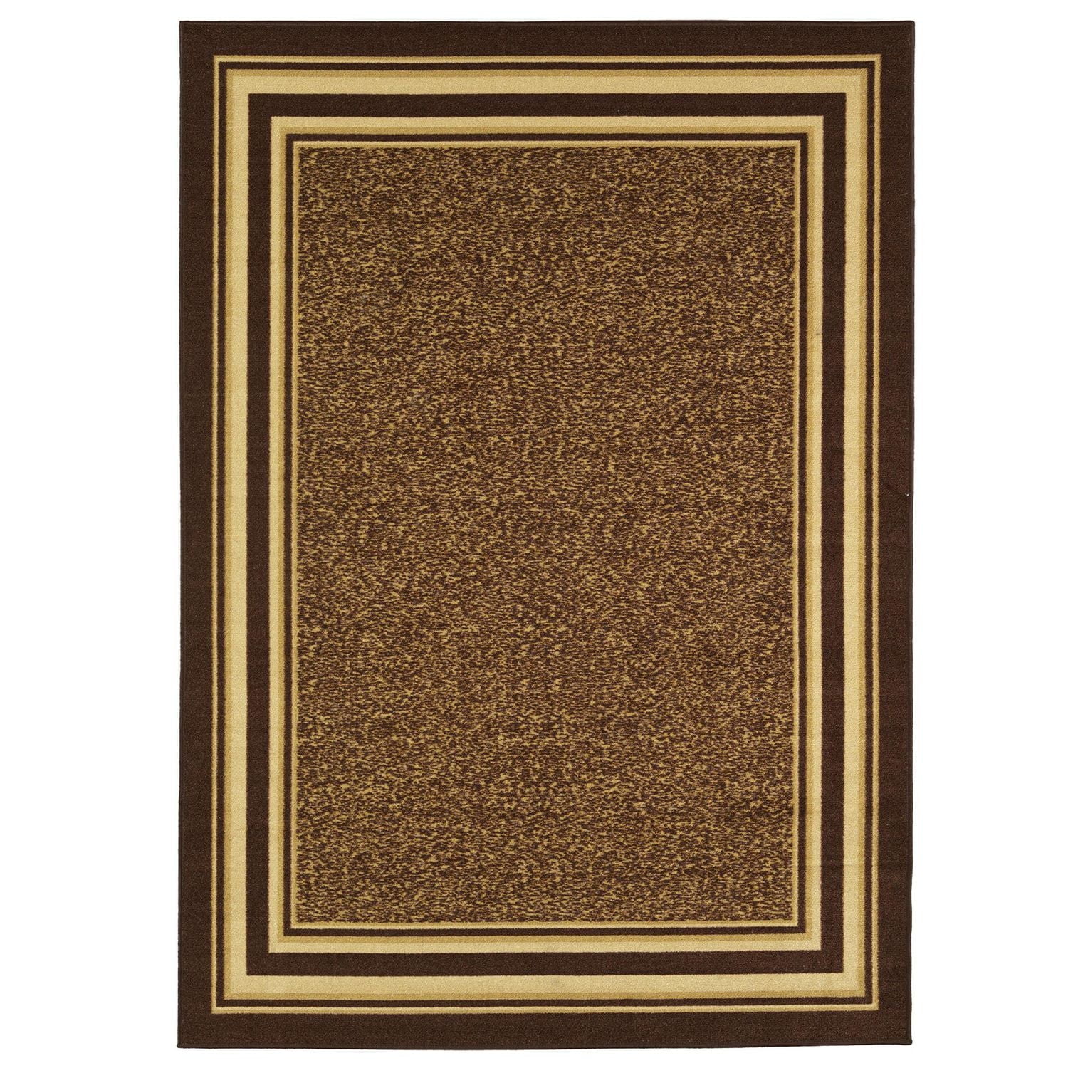 Ottomanson Ottohome Collection Non-Slip Rubberback Bordered Design Indoor Area Runner Rug, Brown