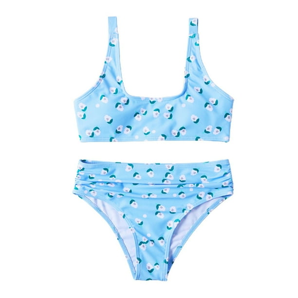 Girls 2 Piece Swimsuit Sport print High Waist Bikini Set Bathing Suit