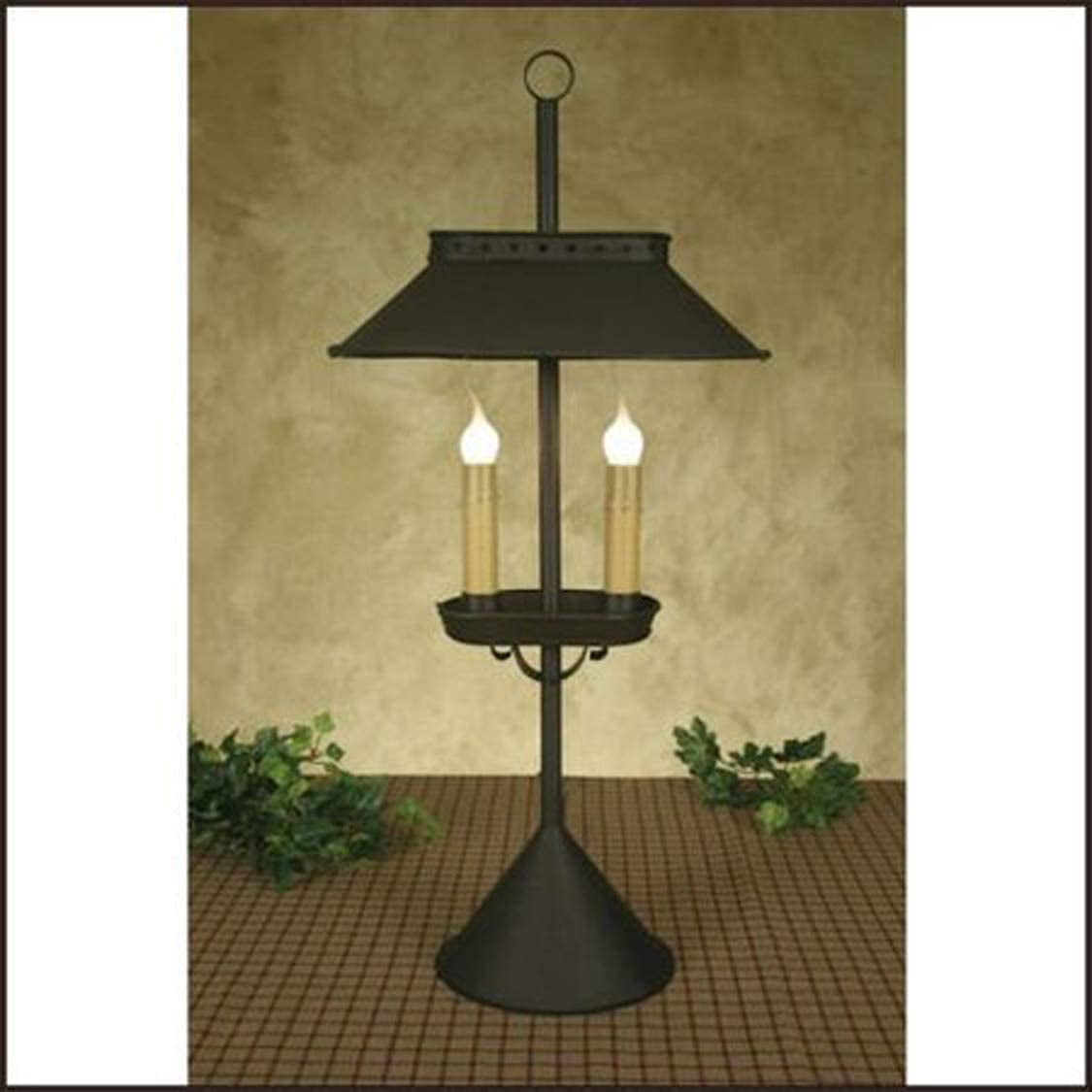 Double Candle Desk Lamp in Rustic Brown, Vintage style double electric