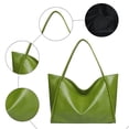 thumbnail image 6 of Stylago Women's Leather Tote Bag Casual Travel Large Shopping Shoulder Purses College Students Zipper Underarm Work Handbag Green, 6 of 7