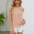 thumbnail image 3 of SWSMCLT Women's Chiffon Blouse Sparkle High Neck Summer Casual Sequin Sleeveless Shirt Ruched Slimming Fashion Tank Top Pink Small, 3 of 4