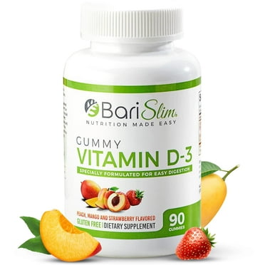 BariSlim Bariatric Vitamin D-3 Gummies for Bariatric Patients, Unisex, Adults | 90 Servings
