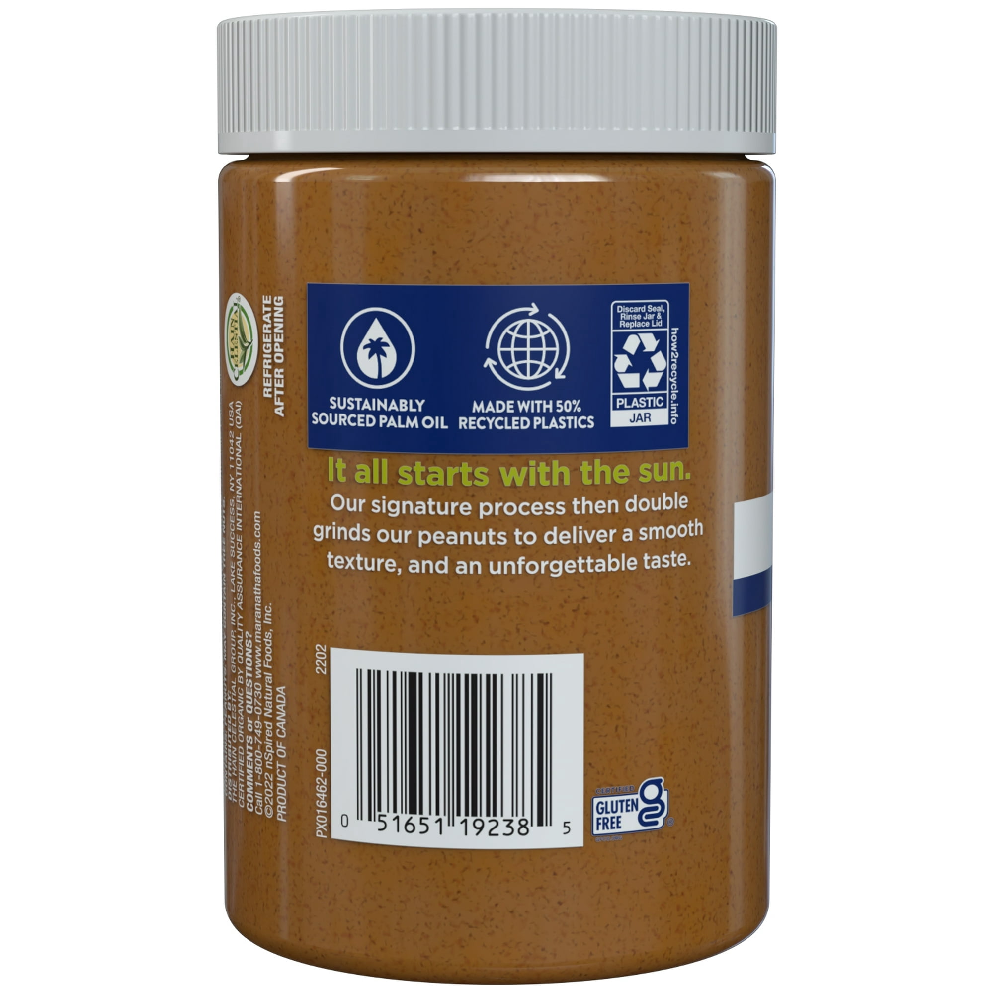 MaraNatha Organic Creamy No Sugar No Salt Peanut Butter Spread, 16 oz