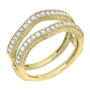 Dazzlingrock Collection 0.45 CT 10K Diamond Wedding Band Guard Double Ring, Yellow Gold, Size 5