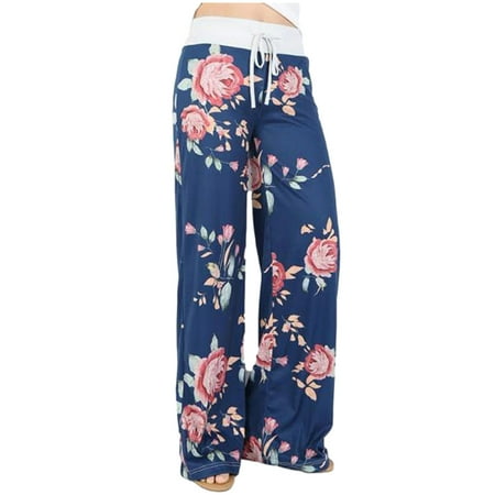 

Mrat Full Length Pants Pants For Women Work Casual Ladies Comfy Casual Pajama Floral Print Drawstring Lounge Wide Leg Pants Boho Pants For Famale