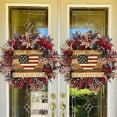thumbnail image 4 of Nvzi-a Whaline Independence Day Wreath Patriotic Wreath for Front Door American Flag Theme Handmade Flower Wreath Holiday Hanging Ornament for 4th of July Memorial Day Window Wall Decoration(F), 4 of 5