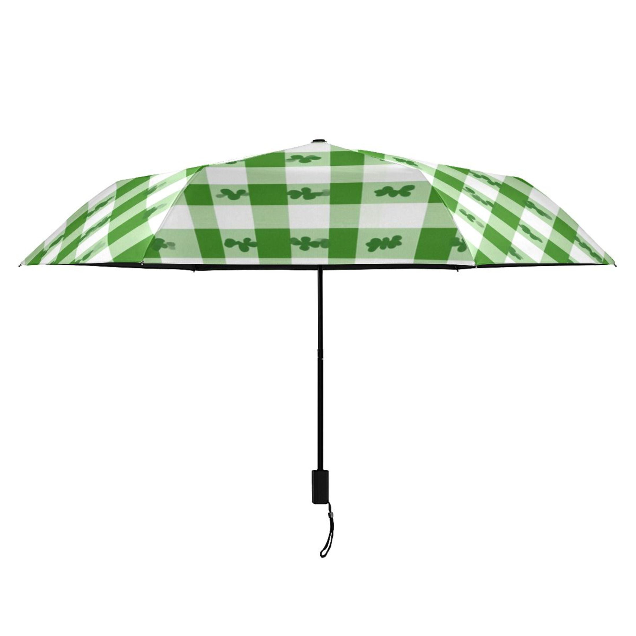 ALAZA St Patricks Leaf UPF 50+ Compact Folding Umbrella for Rain Travel Umbrella Packable