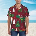 thumbnail image 4 of Balery Dinosaur Christmas Happy New Year Print Men's Hawaiian Shirts Short Sleeve Beach Shirt Relaxed Fit Vacation Button Down Shirts-XX-Large, 4 of 9