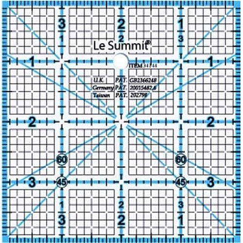Le Summit Clear Non Slip Patchwork & Quilting Ruler/Template with Grid 6.5 inch x 6.5 inch