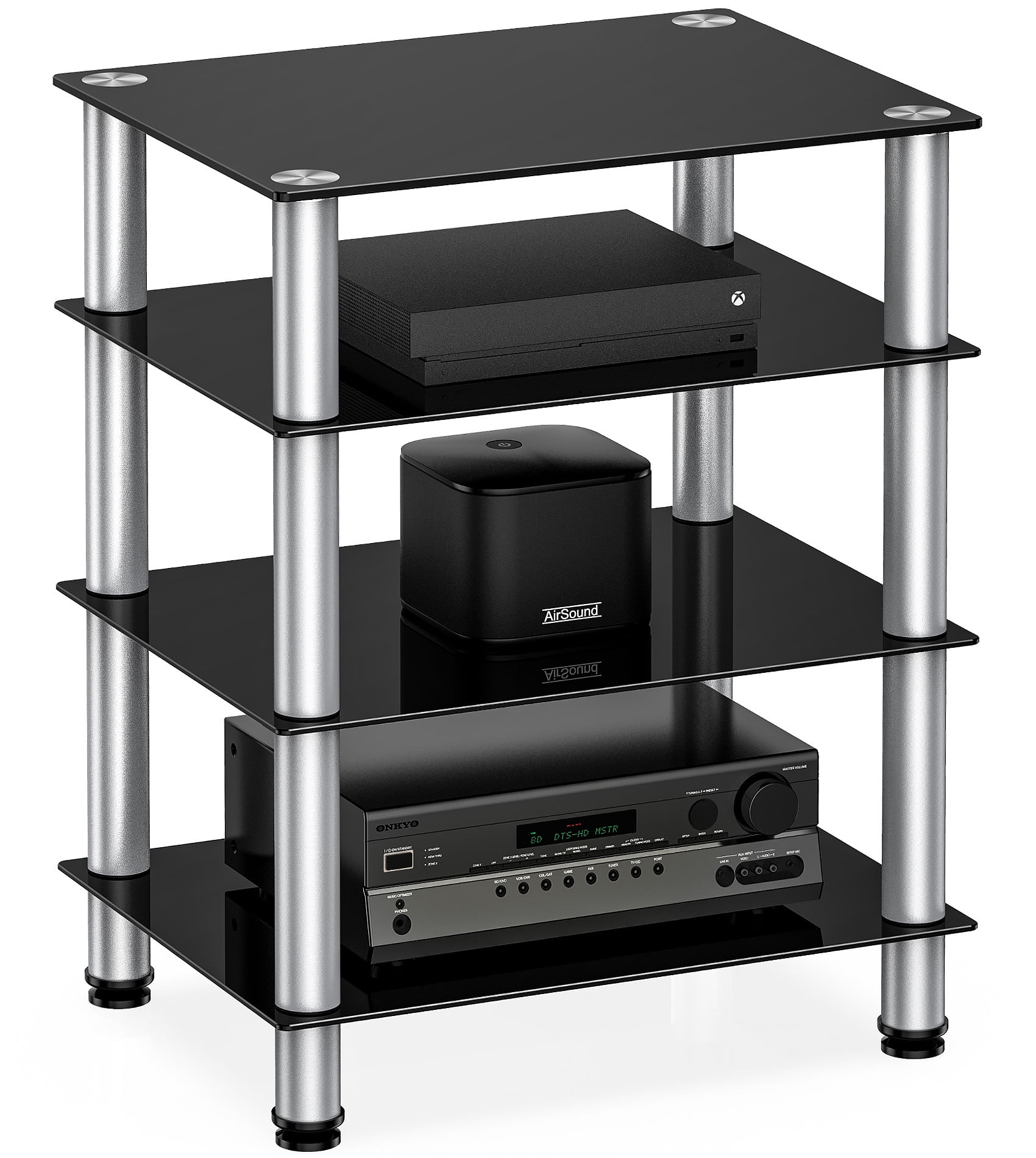 FITUEYES AV Component Media Stand Audio Rack 4Tier Entertainment