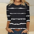 thumbnail image 3 of Scyoekwg Womens Long Sleeve Tops Dressy Cewneck Three Quarter Length Sleeve Blouse Loose Lightweight Striped Print Graphic Tee Fall Clothes Casual Vintage Blouses, 3 of 4