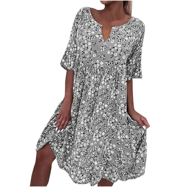 Robes d'Été pour Femmes 2023 Robes pour Femmes Liquidation Robe Décontractée à Manches Courtes Décontractée