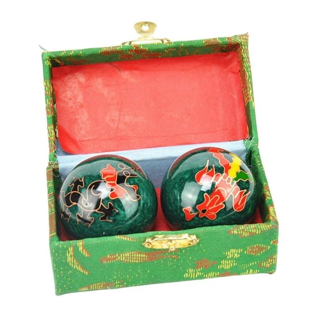 ziyahi Portable Baoding Balls with hand baoding Storage yang relaxation Box massager Baoding balls relax Durable for Kids Elderly Parents Green