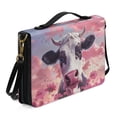 thumbnail image 2 of Kuiaobaty Cow Flower Print Bible Cover for Women Men PU Leather Bible Case Book Carrying Bag with Handle and Shoulder Strap, Portable Bible Tote Bag Scripture Organizer Pen Holder, M, 2 of 7