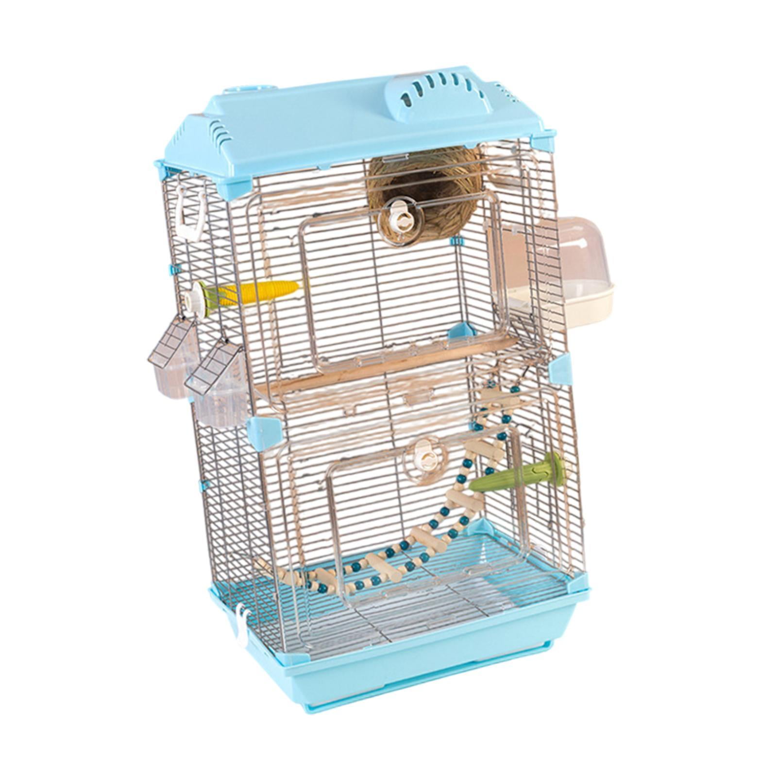 Serenable Bird Cage Birdcage Breathable Transparent Acrylic Home Decor with Stand Accessories Parrot Cage for Lovebirds Small Pet Birds blue