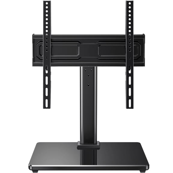 MountFTV Universal TV Stand for 24-60 inch TVs, Holds up to 99Lbs, Max 400x400mm, 50° Swivel Table Top TV Stand Mount with Alloy Steel Glass Base