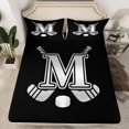 thumbnail image 2 of Homewish Kids Teens Ice Hockey Twin Sheet Sets 3pcs for Boys Girls, Black Gray Monogrammed Twin Fitted Sheet, Sports Theme Flat Sheet, Ultra Soft Home Decorative, 2 of 7